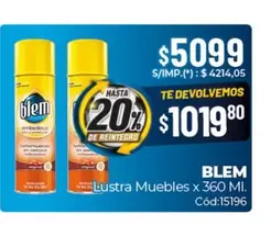 Blem - Lustra Muebles x 360 MI. Cód:15196