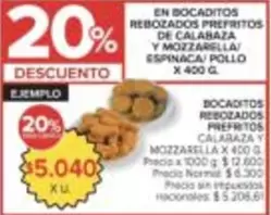 X$ - BOCADITOS REBOZADOS PREFRITOS DE CALABAZA Y MOZZARELLA/ ESPINACA/ POLLO
