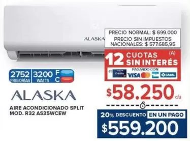 Alaska - AIRE ACONDICIONADO SPLIT MOD. R32 AS35WCEW