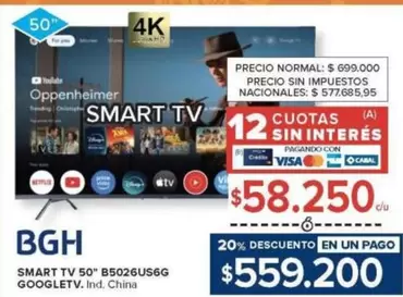 BGH - SMART TV 50" B5026US6G GOOGLETV