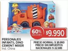 PERSONAJES INFANTIL DINO CEMENT MIXER