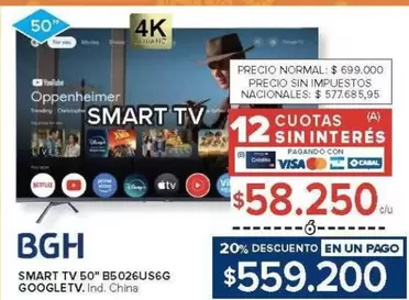 BGH - SMART TV 50" B5026US6G GOOGLETV