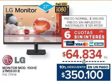 LG - Monitor mod. 100Hz 27MS500 B