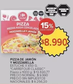 Carrefour - Pizza de jamón y mozzarella