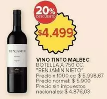 Benjamin - VINO TINTO MALBEC