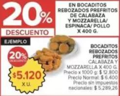 X$ - BOCADITOS REBOZADOS PREFRITOS DE CALABAZA Y MOZZARELLA/ ESPINACA/ POLLO