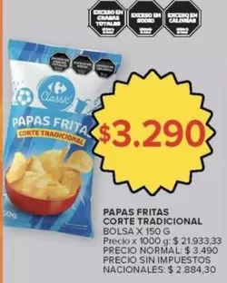X$ - Papas Fritas Corte Tradicional