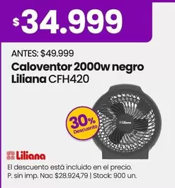 Liliana - Caloventor 2000w negro CFH420
