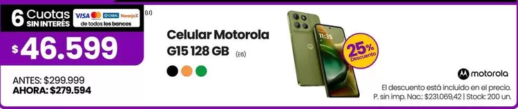 Motorola - Celular  G15 128 GB