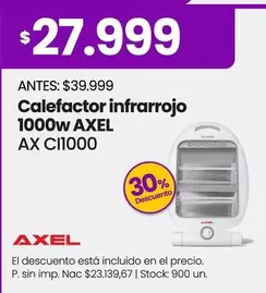 Axel - Calefactor infrarrojo 1000w AXEL AX CI1000