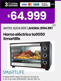 Smartlife - Horno eléctrico to0050