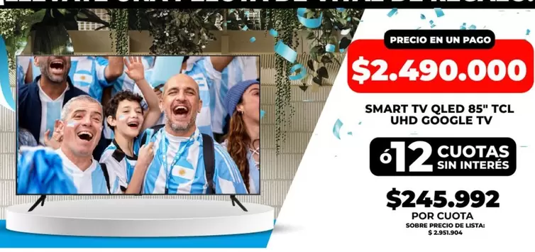 TCL - SMART TV QLED 85" UHD GOOGLE TV