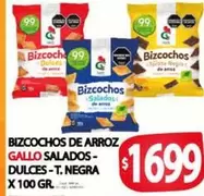 Gallo - BIZCOCHOS DE ARROZ GALLO SALADOS - DULCES - T. NEGRA