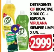 Cif - DETERGENTE BIOACTIVE X 500 CC. + ESPONJA SIEMPRE LIMPIA