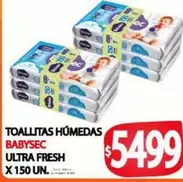 Babysec - TOALLITAS HÚMEDAS ULTRA FRESH X 150 UN.