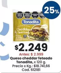 Tonadita - Queso cheddar feteado
