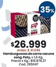 Paty - Hamburguesas de carne vacuna