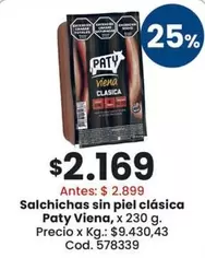 Paty - Salchichas sin piel clásica