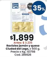 Ciudad del Lago - Ravioles jamón y queso