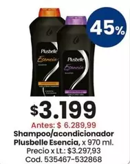 Plusbelle - Shampoo/acondicionador  Esencias, x 970 ml. Cod. 53546358