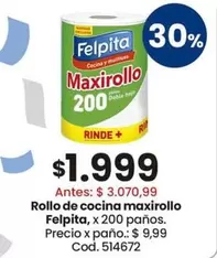 Felpita - Rollo de cocina maxirollo, x 200 paños