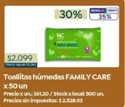 X$ - Toallitas húmedas FAMILY CARE