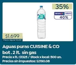 Cuisine - Aguas puras bot. 2 lt. sin gas