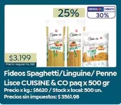 Cuisine - Fideos Spaghetti/Linguine/Penne Lisce CUISINE & CO