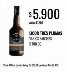 Tres Plumas - LICOR TRES PLUMAS