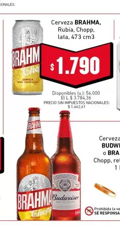 Brahma - Cerveza Rubia, Chopp, lata