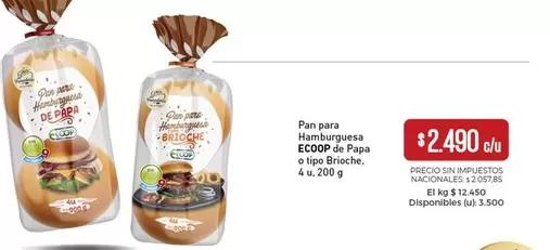 Coop - Pan para Hamburguesa ECOOP de Papa o tipo Bimbo