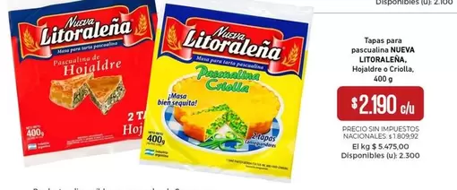 Tapas para pascualina NUEVA Hojaldrada e Criolla
