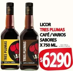 Tres Plumas - LICOR CAFÉ / VARIOS SABORES