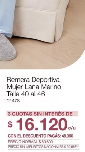 Remera Deportiva Mujer Lana Merino