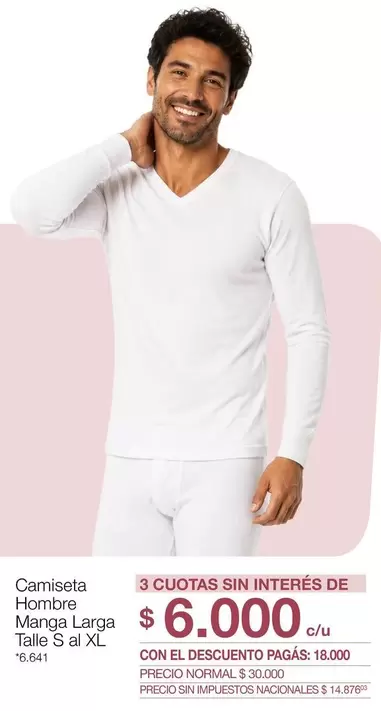 XL - Camiseta Hombre Manga Larga Talle S al