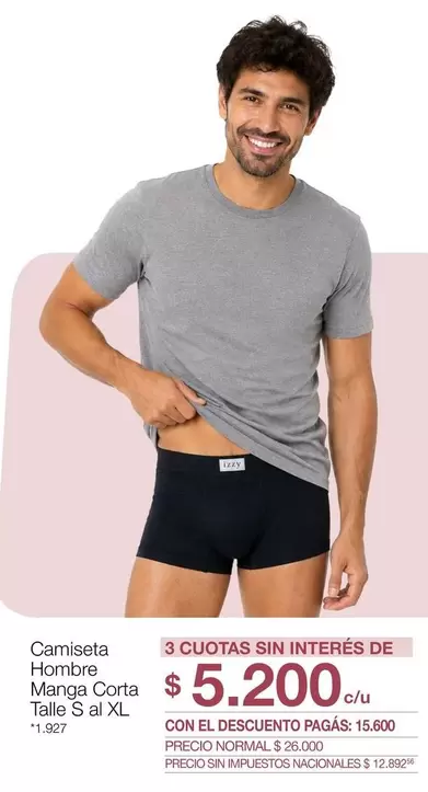 XL - Camiseta Hombre Manga Corta