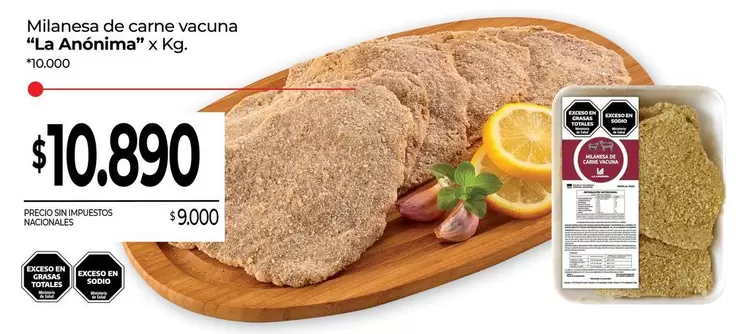 La Anónima - Milanesa de carne vacuna