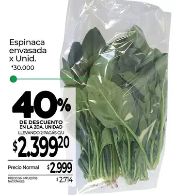 X$ - Espinaca envasada