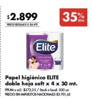Elite - Papel higi00enico doble hoja soft