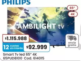 Philips - Smart Tv led 65" 4K 65PUD8100 Cod. 614015