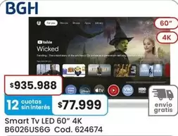 BGH - Smart Tv LED 60" 4K B6026US6G