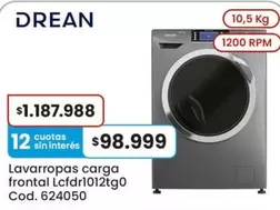 Drean - Lavarropas carga frontal Lcfdr1012tg0 Cod. 624050