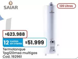 Saiar - Termotanque Tpg120msa multigas Cod. 192961