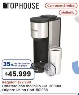 Origen - Cafetera con molinillo GM-3000BE