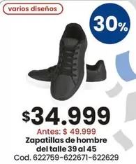 Zapatillas de hombre del talle 39 al 45 Cod. 622759-62271-62269