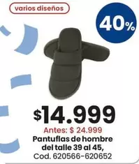 Pantuflas de hombre del talle 39 al 45, Cod. 620566