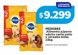 Pedigree - Alimento p/perro adulto carne pollo y cereales bolsa