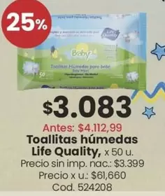 X$ - Toallitas húmedas, x 50 u. Cod. 524202