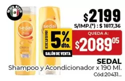 Sedal - Shampoo y Acondicionador x 190 Ml. Cód:20431