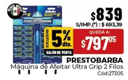 Gillette - Máquina de Afeitar Ultra Grip 2 Filos Cód:27305